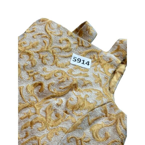 Vintage Don Sophisticates Women's Brocade Gold & Cream Buttoned ToP sz s - Picture 3 of 9